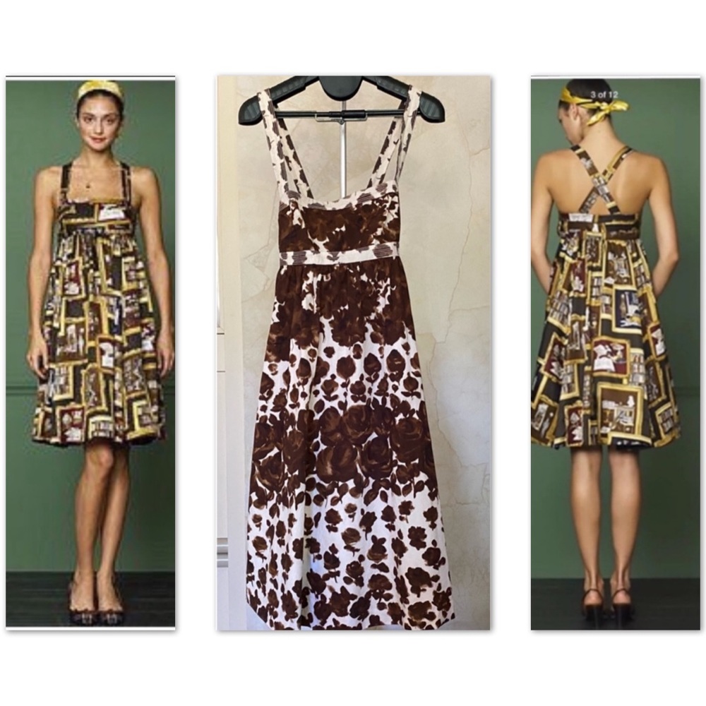 J Crew Brown/White Floral Tea Cup Dress - 4